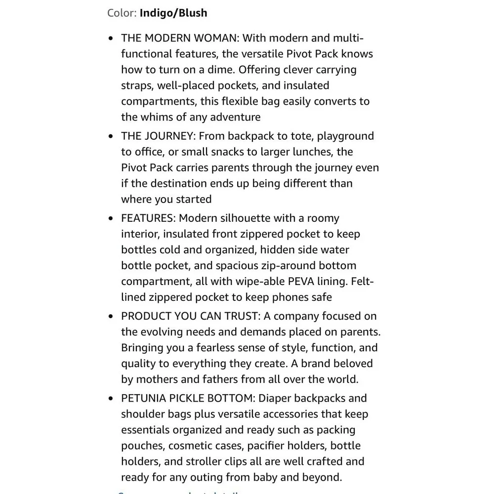Petunia Pickle Bottom‎ Pivot Pack Diaper Bag Backpack Indigo/Blush